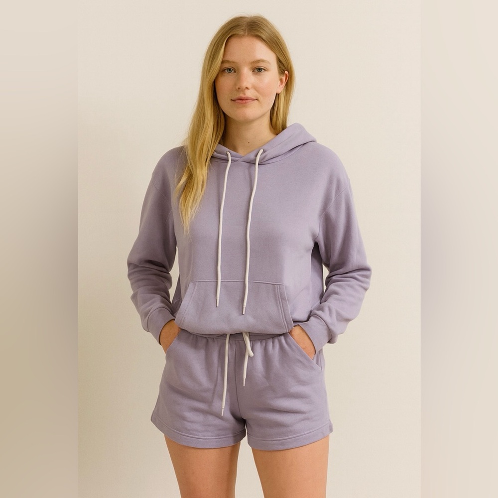 ARITZIA SET Sunday Best Hoodie Sweatshirt; with drawstring shorts; Small
